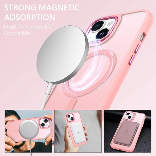 iPhone 16 Hoesjes – Magnetisch MagSafe Compatibel – Matte Backcover – 2x Screenprotector – Rood-Ilumina Benelux