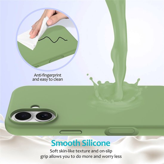 iPhone 17 Hoesjes – Liquid Siliconen Backcover – Soft Touch – Inclusief 2x Screenprotector – Groen-Ilumina Benelux