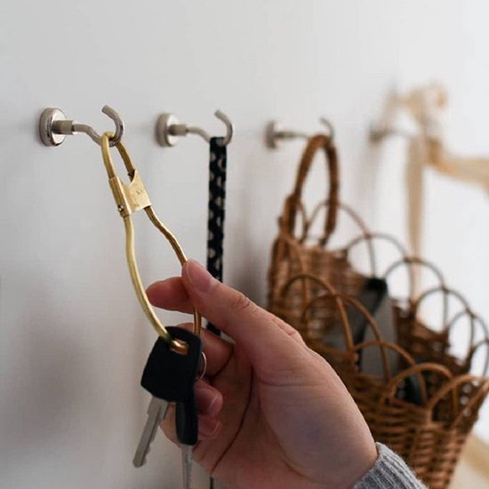 Magneethaak – Neodymium Magnetische Haak 60 mm – Ultra Sterk – Verwijderbaar – Wandhaak Zonder Boren – Zilver-Ophangmagneet-Ilumina Benelux