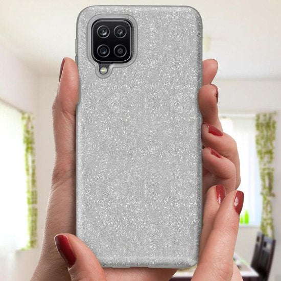 Samsung Galaxy A42 5G Hoesjes – Siliconen TPU Backcover – Glitters BlingBling – Schokbestendig – Zilver-Ilumina Benelux