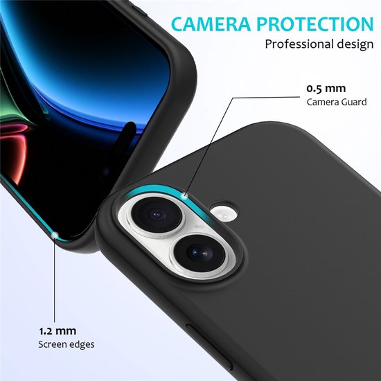 iPhone 17 Hoesjes – Liquid Siliconen Backcover – Soft Touch – Schokbestendig – Zwart-Ilumina Benelux