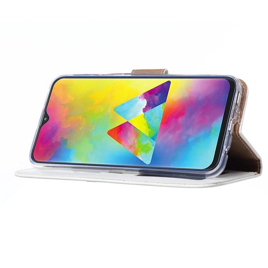 Samsung Galaxy M20 Hoesjes – Portemonnee Hoes – Pasjeshouder – Magneetsluiting – Wit-Ilumina Benelux