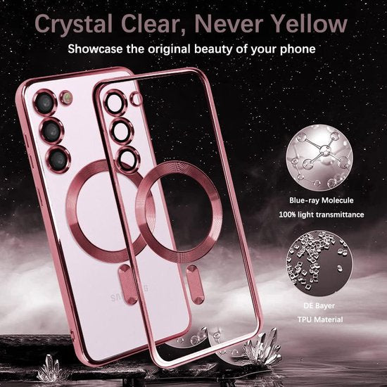 Samsung Galaxy S23 Hoesjes – Magnetische MagSafe Backcover – TPU – Camerabescherming – Roze-Ilumina Benelux