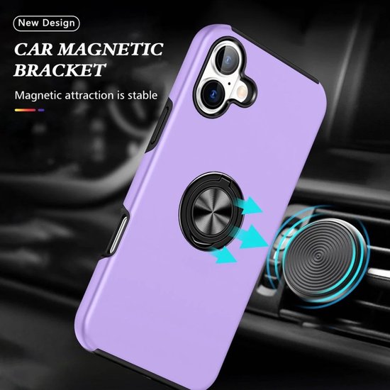 iPhone 16 Plus Hoesjes – Shockproof Backcover – Inclusief Gehard Glas Screenprotector – Paars-Ilumina Benelux