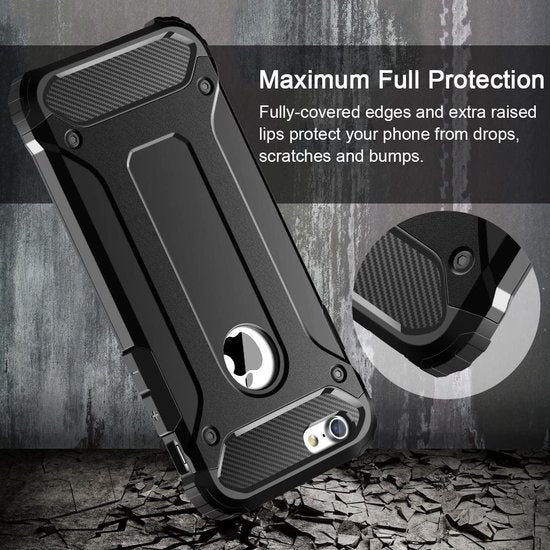 iPhone XS Max Hoesjes – Armor Hybrid Backcover – Schokbestendig – Zwart-Ilumina Benelux