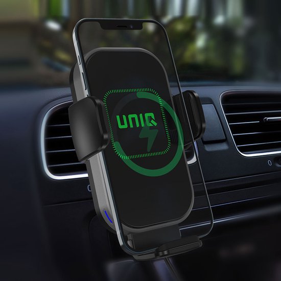 Telefoonhouder auto – 2-in-1 draadloze oplader – Ventilatierooster of dashboard montage – UNIQ-Telefoonhouders-Ilumina Benelux