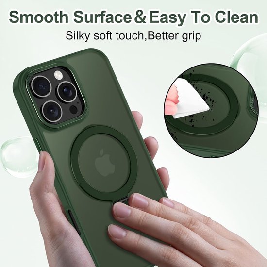 iPhone 15 Pro Max Hoesjes – MagSafe Backcover met Standaard – Schokbestendig – Groen-Ilumina Benelux