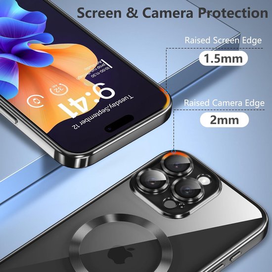 iPhone 14 Hoesjes – MagSafe compatibele backcover – Ingebouwde camerabescherming – Zwart-Ilumina Benelux