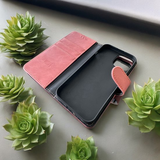 Samsung Galaxy A14 Hoesjes – Bookcase Portemonnee Hoes – Magneetsluiting – Pasjeshouder – Roze-Ilumina Benelux