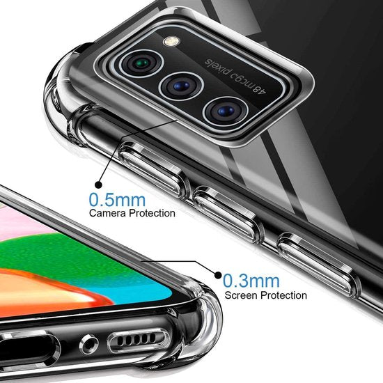 Samsung Galaxy A41 Hoesjes – Anti-Shock Hybride Backcover + 2x Screenprotector Gehard Glas – Transparant-Ilumina Benelux