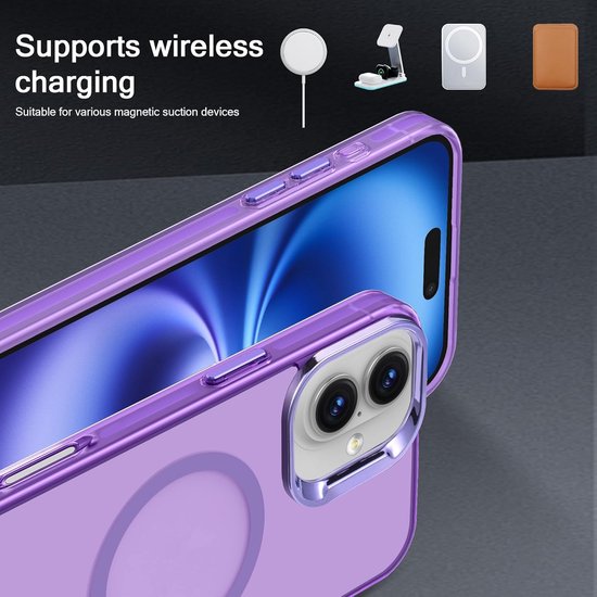 iPhone 16 Hoesjes – Magnetische Backcover – MagSafe Compatibel – Slank & Schokbestendig – Paars-Ilumina Benelux