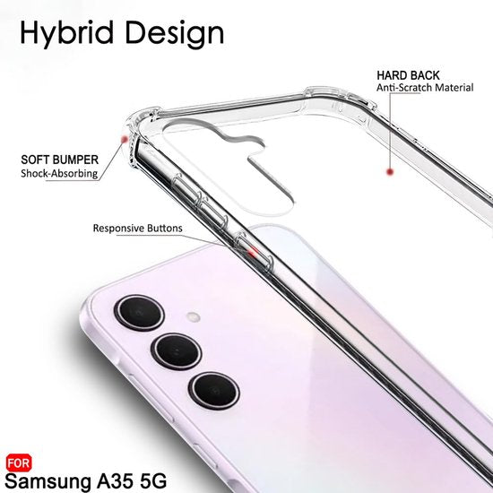 Samsung Galaxy A35 Hoesjes – Ultra-Hybrid Backcover – Schokbestendig – Crystal Clear Transparant-Ilumina Benelux