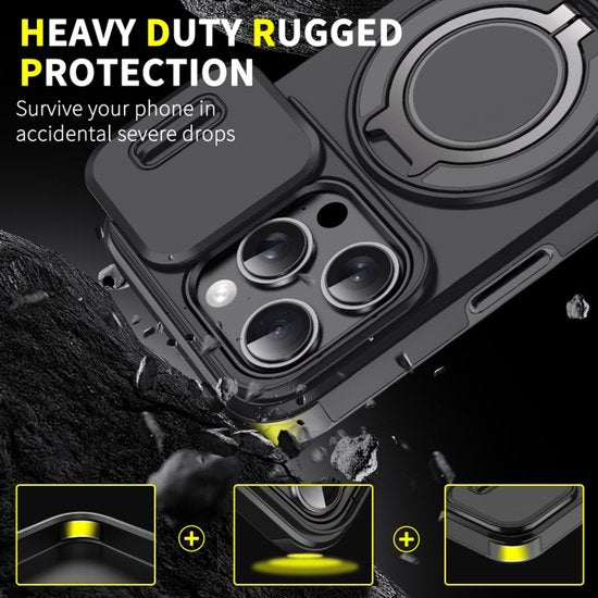 iPhone 13 Pro Max Hoesjes – Backcover – Magnetische Ringhouder – Sliding Lens Camshield – Blauw-Ilumina Benelux