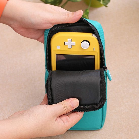Draagtas – Geschikt voor Nintendo Switch Lite – Slanke Opbergtas – Beschermhoes – Turquoise-Ilumina Benelux