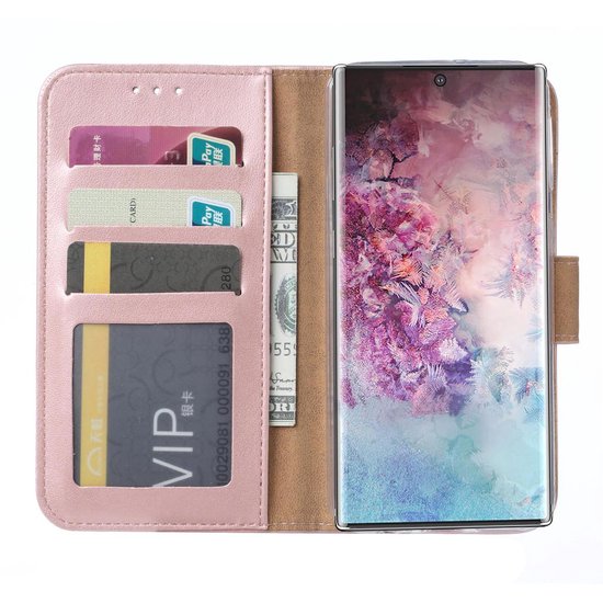 Samsung Galaxy Note 10 Plus Hoesjes – Bookcase Portemonnee Hoes – Pasjeshouder – Magneetsluiting – Roségoud-Ilumina Benelux