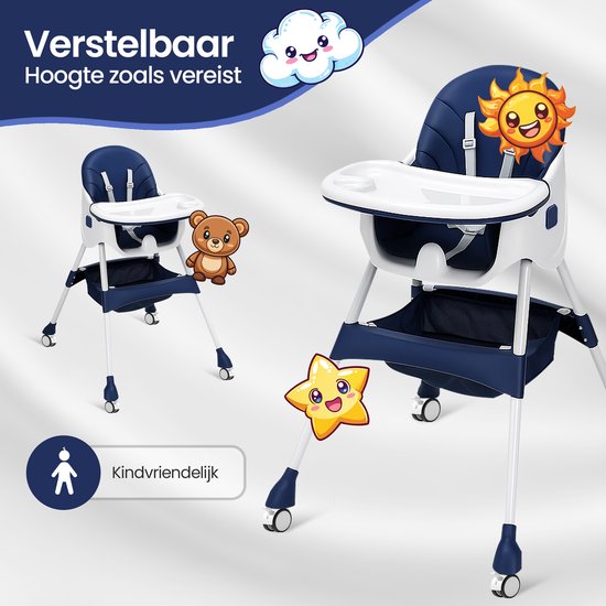 Kinderstoel 4-in-1 – Velox Goods VL-508 – Verstelbare rugleuning – Veiligheidsgordel & opbergruimte – Opvouwbaar antislip-Kinderstoel-Ilumina Benelux