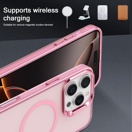 iPhone 16 Pro Hoesjes – Magnetische Backcover – MagSafe Compatibel – Slank & Schokbestendig – Roze-Ilumina Benelux