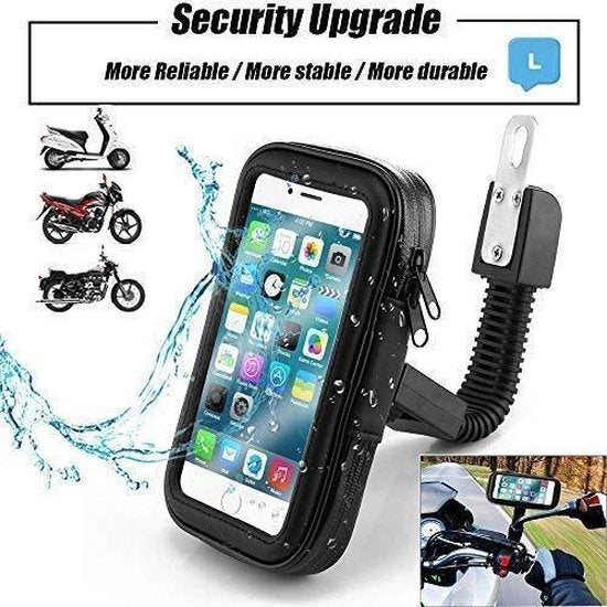 Telefoonhouder motor & fiets – Waterdichte tas – 360° draaibaar – Zonder gereedschap – Voor stuur scooter & brommer – Zwart-Ilumina Benelux
