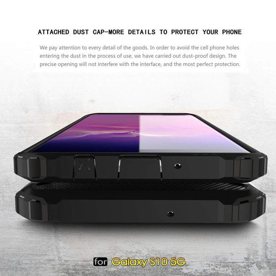Samsung Galaxy S10 Hoesjes – Armor Hybrid Backcover – Schokbestendig – Zwart-Ilumina Benelux