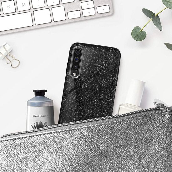 Samsung Galaxy A50 Hoesjes – Glitters TPU Siliconen Backcover – BlingBling – Zwart-Ilumina Benelux
