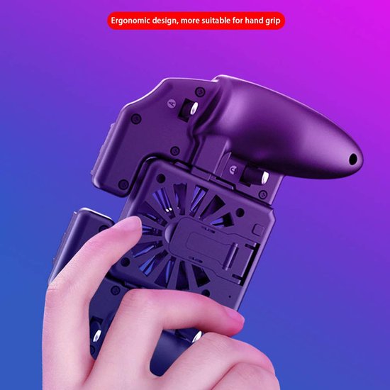 Mobiele game controller – PUBG triggers L1R1 – 6 vinger bediening – Koelventilator 800mAh – Geschikt voor iPhone & Android 4-6,8 inch – Zwart-Ilumina Benelux