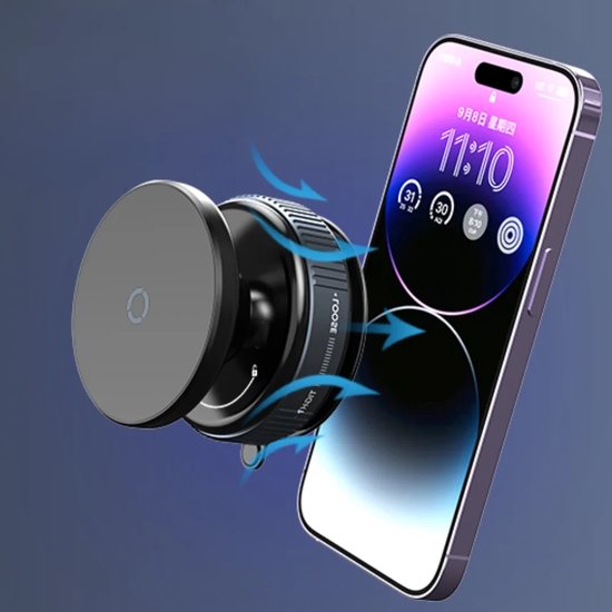 Telefoonhouder auto – Magnetisch met zuignap – Ultra sterke magneet – 360° draaibaar – Zwart-Ilumina Benelux