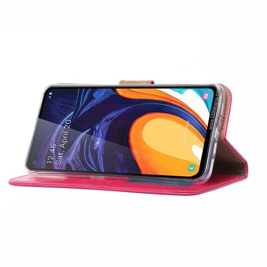 hoesje Geschikt voor: Samsung Galaxy A60 Portemonnee Roze met 2x Glas Screenprotector
