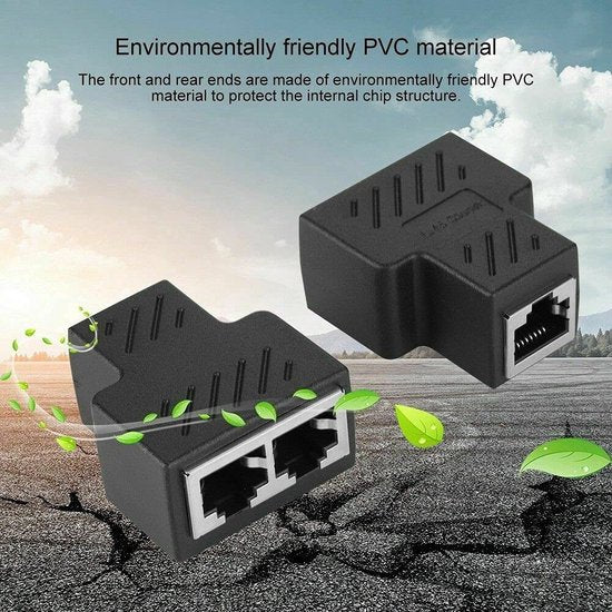 RJ45 Ethernet Splitter Adapter – 1 naar 2 Netwerkverdeler – Niet gelijktijdig – Compact & Duurzaam – Zwart-Ilumina Benelux