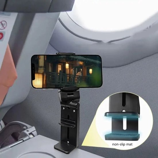 Telefoonhouder vliegtuig & trein – Tafel klemhouder – 360° draaibaar – Universeel – Zwart-Ilumina Benelux