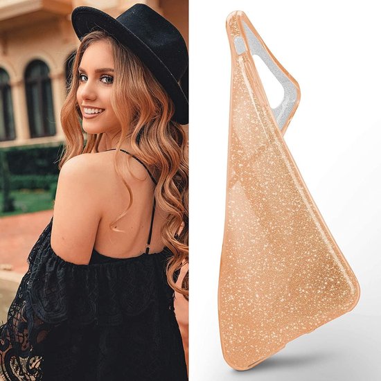 Samsung Galaxy A30S Hoesjes – Siliconen TPU Backcover – Glitter BlingBling – Schokbestendig – Goud