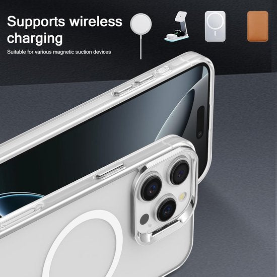 iPhone 16 Pro Hoesjes – Magnetische Backcover – MagSafe Compatibel – Slank & Schokbestendig – Wit-Ilumina Benelux