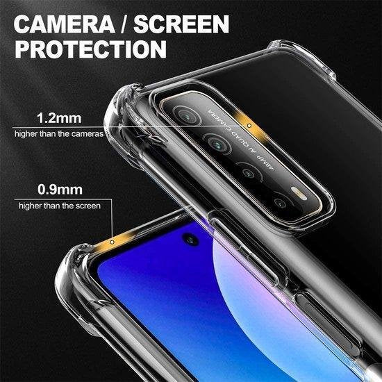 Huawei Y6p/Y6s Hoesjes – Siliconen Backcover – Schokbestendig Bumper – Incl. Gehard Glas Screenprotector – Transparant-Ilumina Benelux