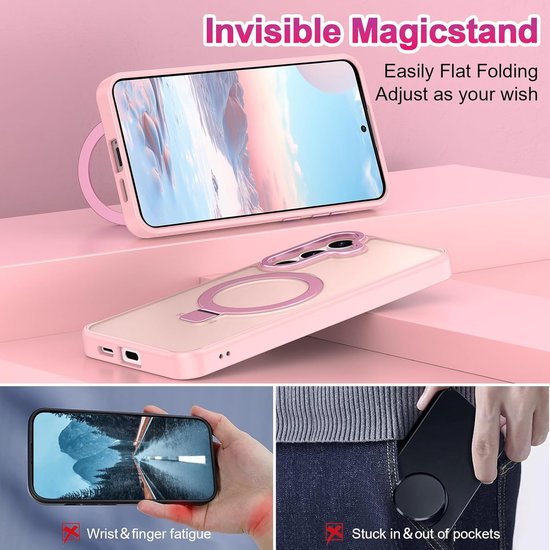 Samsung Galaxy S24 FE Hoesjes – MagSafe Backcover met Standaard – Schokbestendig – Roze-Ilumina Benelux