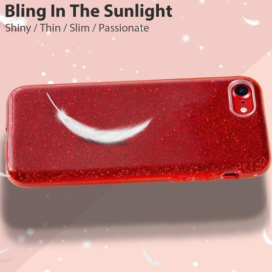 iPhone 8/7/SE 2020 Hoesjes – Glitters TPU Siliconen Backcover – BlingBling Case – Rood-Ilumina Benelux