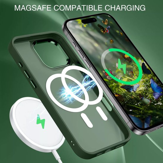 iPhone 16 Pro Max Hoesjes – Matte Backcover – MagSafe Compatibel – Schokbestendig – Groen-Ilumina Benelux