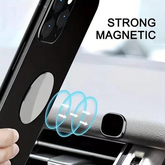 Telefoonhouder auto – Magnetisch – Sterke magneet – Incl. 2 metalen plaatjes – Zwart-Ilumina Benelux