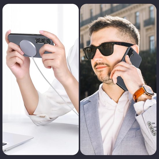 Matte magnetische hoes Geschikt voor: Samsung Galaxy S25 - Compatibel met MagSafe - + 2x Screenprotector - Matte achterkant - Zwart