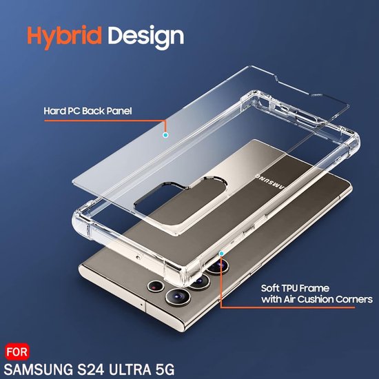 Samsung Galaxy S24 Ultra Hoesjes – Ultra-Hybrid Backcover – Schokbestendig – Crystal Clear Transparant-Ilumina Benelux