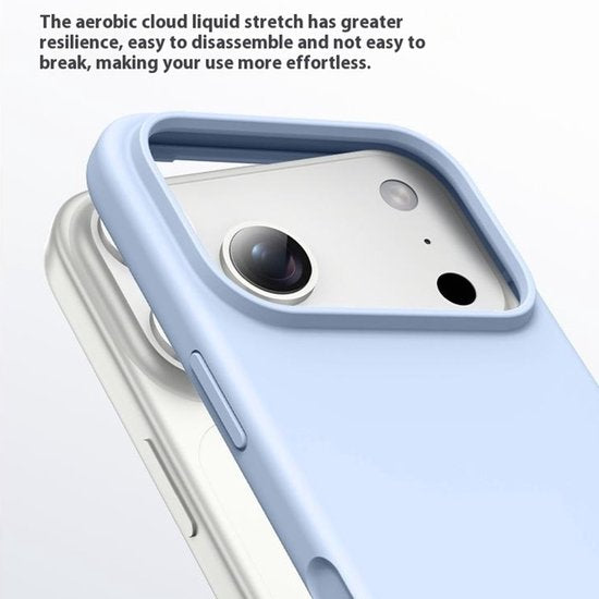 iPhone 17 Pro Max Hoesjes – Liquid Silicone Backcover – Soft Touch – Screenprotector + Camera Lens Protector – Haze Blauw-Ilumina Benelux