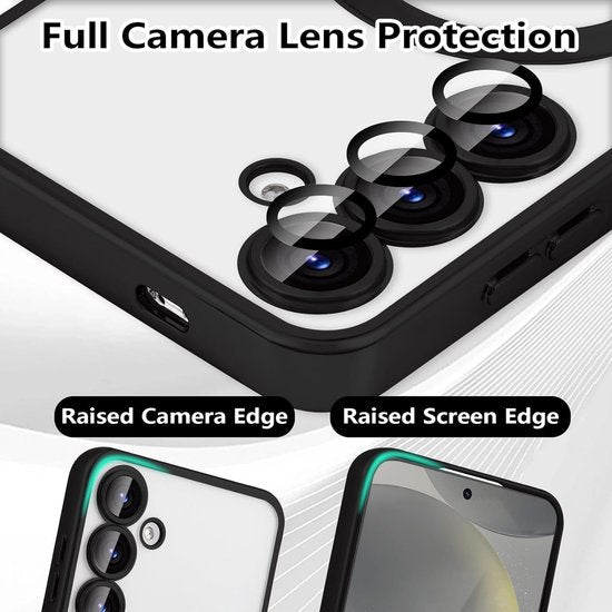 Samsung Galaxy S24 Hoesjes – Magnetische Clear Siliconen Backcover – Camera Lens Protector – Zwart-Ilumina Benelux