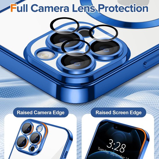 iPhone 14 Pro Max Hoesjes – Backcover – Camera Lens Protector – MagSafe Compatibel – Blauw-Ilumina Benelux