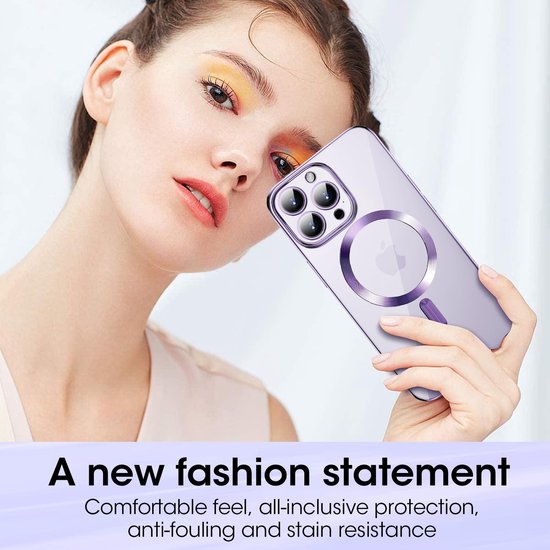 iPhone 15 Plus Hoesjes – MagSafe Compatible Backcover – Ingebouwde Camerabescherming – Paars-Ilumina Benelux