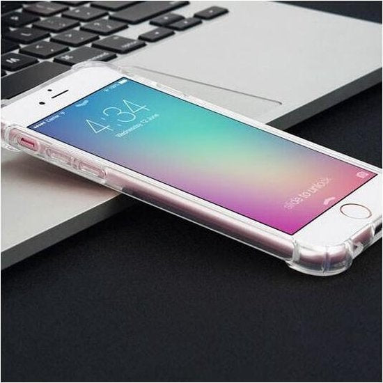 iPhone 6/6S Hoesjes – Siliconen Backcover – Schokbestendig Bumper – Transparant + Gehard Glas Screenprotector-Ilumina Benelux
