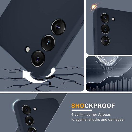 Shockproof Backcover - Liquid Silicone Soft Hoesje + 2x Screenprotector - Geschikt voor: Samsung Galaxy A34 - Zwart