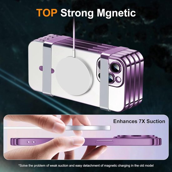 iPhone 15 Pro Max Hoesjes – Magnetische Clear Siliconen Backcover – Camera Lens Protector – MagSafe – Paars-Ilumina Benelux