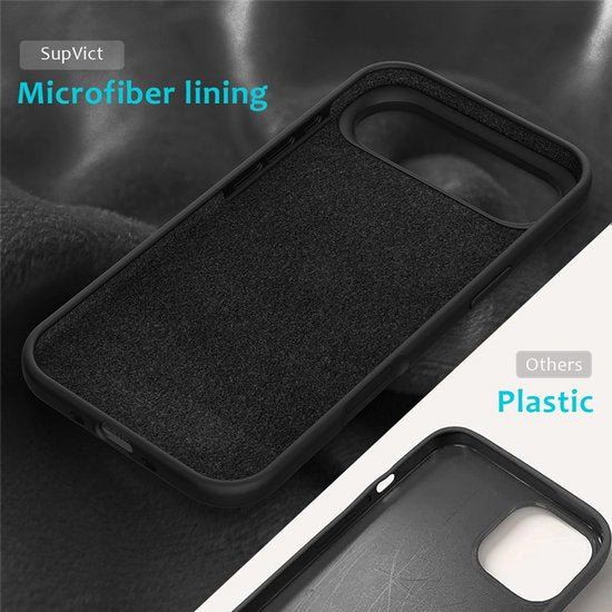 iPhone Air Hoesjes – Liquid Silicone Backcover – Soft Case – Inclusief Screenprotector & Camera Lens Protector – Zwart-Ilumina Benelux