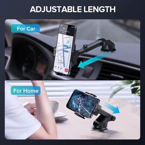 Telefoonhouder auto – Extra sterke zuignap – Dashboard & raam – Verstelbaar universeel – Zwart-Ilumina Benelux
