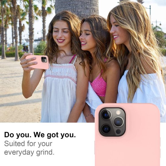 iPhone 12 Pro Hoesjes – Soft Touch Siliconen Backcover – Flexibel TPU – Incl. Screenprotector – Sand Pink-Ilumina Benelux