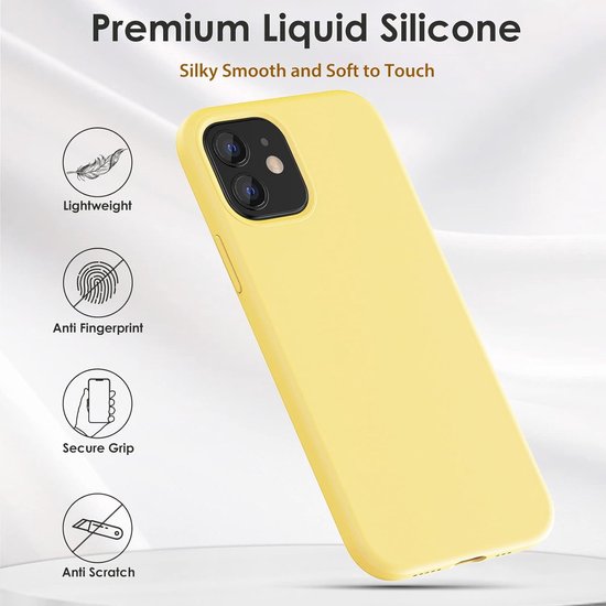 iPhone 12 Pro Max Hoesjes – Liquid Siliconen Backcover – Flexibele TPU Cover – Schokbestendig – Geel-Ilumina Benelux