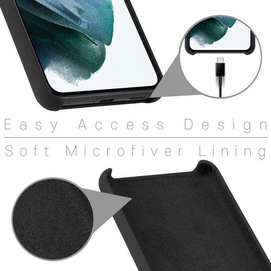 Samsung Galaxy S21 Hoesjes – Liquid Siliconen Backcover – Soft Touch – Inclusief Screenprotector – Oxford Blauw-Ilumina Benelux